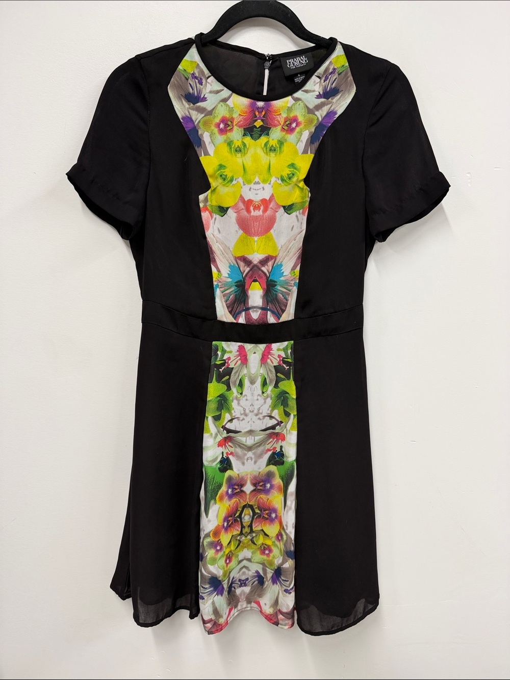 Prabal Gurung for Target Black Mini Dress with Multicolor Floral Panel 4